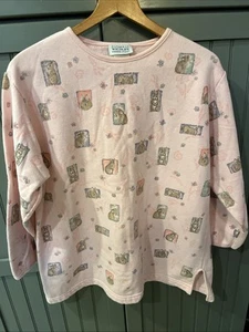 vintage 1988 NATIONAL WILDLIFE FEDERATION RABBIT BUNNY sweatshirt Pink L 80s - Picture 1 of 5