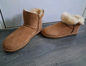 WOMENS KIRKLAND SIGNATURE CHESTNUT SHEARLING PULL ON SUEDE BOOTS UK 7 EU 40 26CM - Picture 1 of 16