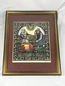 RARE VTG Mary Azarian Medieval In The Harvest Hand Colored Woodblock Print - Picture 1 of 8