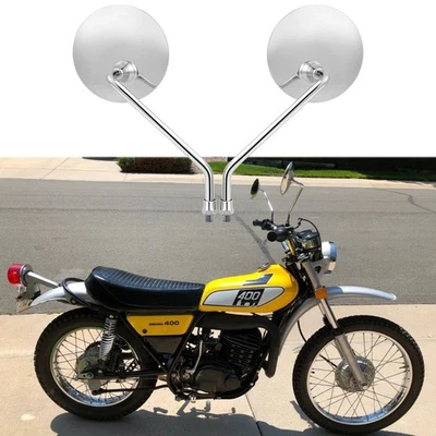 Хромированные боковые зеркала заднего вида для мотоцикла Yamaha DT400 DT125 DT 175 100 80 360 - Изображение 1 из 4