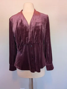 Talbots Petites Velvet Large Top Button down dark romantic whimsigoth - Picture 1 of 6