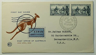 1959 FDC Australia 150th Anniversary Birth of the Post Office Kangaroo SG #331 - Image 1 of 2