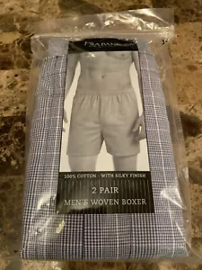 Jos A Bank 2 Pair In Pack Mens Woven Cotton Boxer XXL Blue White Patterned NEW - Picture 1 of 7