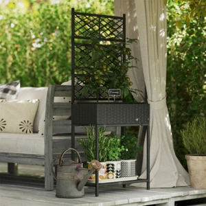 Elegant Rattan Plant Stand Indoor Outdoor Planter Display Shelf Natural Decor - Picture 1 of 7