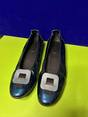 Arche редкая синий бирюзовый балерина скольжения на кожаные туфли 40 США 9 искусственная пряжка - Изображение 1 из 4