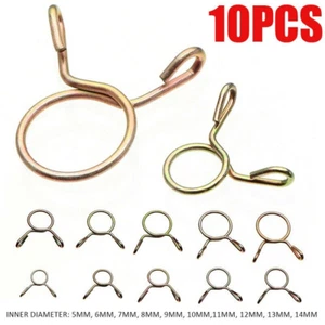 10PCS Spring Hose Clamps 5-14mm Fastener Set Fuel/Water Line Tube Air Pipe Clips - Picture 1 of 8