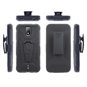 For AT&T Calypso 2 Cricket Debut 4G Holster Kickstand Body Case with Glass - Picture 1 of 22