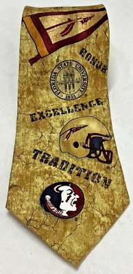 Corbata 100 % seda marca alas águilas Seminoles de la Universidad Estatal de Florida FSU Foto 1 de 4