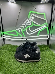 New Balance Shoes Baby Size 5C Classic 574 Style Retro Black Royal Blue KL574NSI - Picture 1 of 8