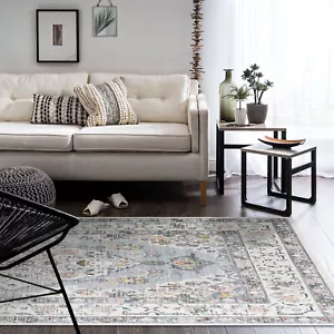 Large Green Persian Rug Soft Plush Dining Room Carpet Mat Washable 190x280cm - Picture 1 of 14