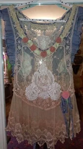 Damen Boho Chic Handarbeit Spitze und Perlen Top Band Rosen - Bild 1 von 4