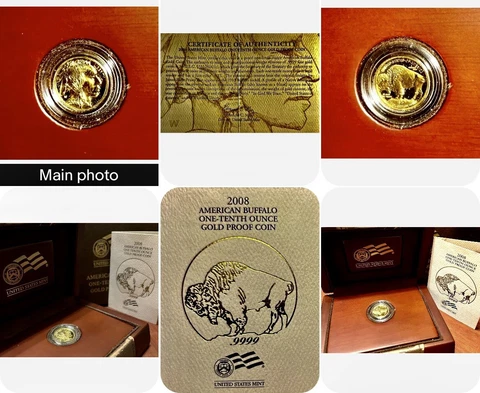 2008 W $5 AMERICAN GOLD BUFFALO PROOF BOX & COA FRASER DESIGN 24K - 1/10 # MAH Cover