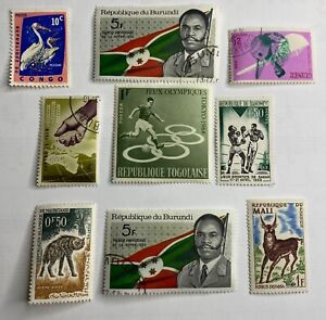 Vintage Stamps - BURUNDI - Lot of 9 Burundi Stamps in VG Used Condition- RARE