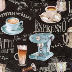 3 Servietten~ Küche, Getränke, Kaffee, Kaffeemaschine Cappuccino Espresso ~33x33 - Bild 1 von 3