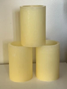 (Qty 3) Hollow Candles Real Wax Luminaries LED Candle Holders 6” H x 3” D - Picture 1 of 6