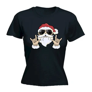 Chrismas Rock Santa - Funny Novelty Funny Womens Top Tee Shirts T-Shirt Tshirt - Picture 1 of 8