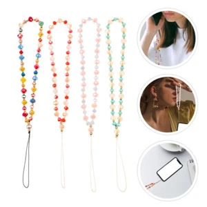 4 Pcs Anti-Rutsch-Lanyard Für Mobiltelefone Perlen-Handy-Lanyard Verlorenes - Photo 1/12