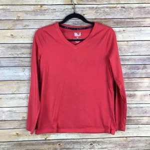 Sonoma Intimates Top Womens S Orange V-Neck Pajama Cotton Knit Long Sleeve Solid - Picture 1 of 5