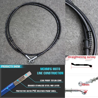 Tubo de manguera de aceite de embrague de freno de motocicleta negro de 1400 mm 55,11" trenzado hidráulico Foto 1 de 4