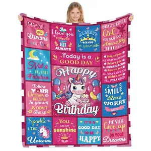 Birthday Gifts for Girls 5-14 Year Old Girl Gift Happy Birthday Gift Blankets... - Picture 1 of 7
