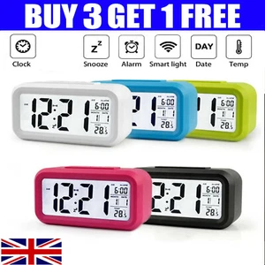 DIGITAL BEDSIDE SNOOZE ALARM CLOCK TIME TEMPERATURE DESK LCD LARGE PROJECTOR UK - Picture 1 of 11