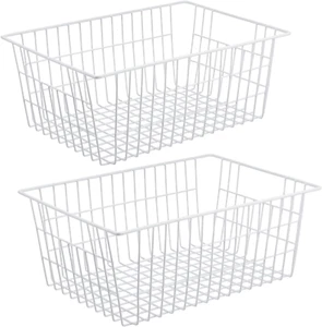Wire Storage Freezer Baskets, Set of 2 Large 15.4" Household Metal Organizer Sto - Picture 1 of 9