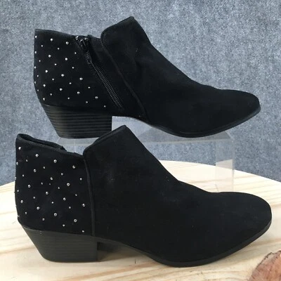 Style And Co Boots Womens 11M Wileyy2 Casual Zip Ankle Bootie Black Fabric Heels - Image 1 of 4