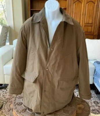 Vintage Men's Newport Harbor Tan Winter Coat with Leather Collar Size XL - Изображение 1 из 4