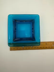 Vintage Viking Small Blue Bluenique Glass Ashtray 4" Inch MCM - Picture 1 of 4