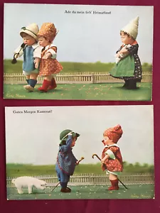 Dos postales originales Primus Liebhaber Sammelmappen niño alemán Berlín años 20 - Imagen 1 de 5