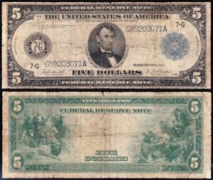 1914 $5 CHICAGO Federal Reserve Note! FREE SHIPPING! G59203071A