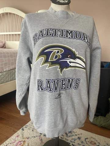 VINTAGE Baltimore Ravens Gray Sweater Sweatshirt Medium Reebok Cover