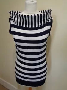 PASSIONI BLUE AND WHITE STRIPED OFF THE SHOULDER TOP - SIZE SMALL - Picture 1 of 7