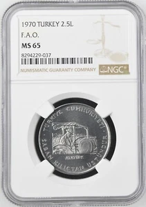 1970 Turkey 2.5 Lira F.A.O - NGC MS 65 - Picture 1 of 2