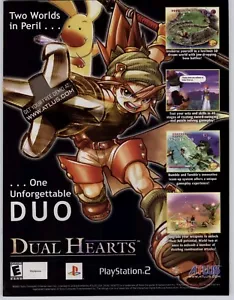 Dual Hearts PS2 Playstation 2 2002 poster gioco vintage stampa artistica pubblicitaria RPG raro difficile da trovare - Foto 1 di 5