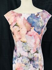 H&M Shift Wiggle Dress Watercolor Floral Size 12 Sleeveless 36” Length