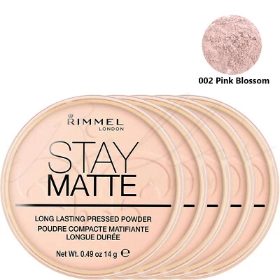 RIMMEL London Stay Matte Pressed Face Powder 14g - 002 Pink Blossom *PACK OF 5* - Image 1 of 4