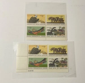 2 blocks of 4 US 6 cent Natural History issue Stamps Scott 1387,1388, 1389. 1390 - Picture 1 of 2