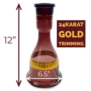 INHALE® 12 Zoll H Farbe infundiert handgeblasen Kristall Glas Wasserpfeifen Vase. 24k Gold Zierleiste - Bild 1 von 6