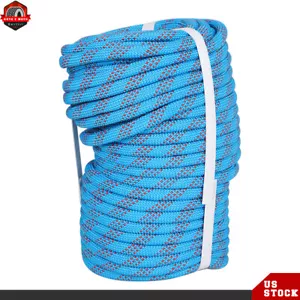 Blue And Red 3/8" × 100' 3520 Lbs Strong Pulling Rope Braided Polyester Rope - Picture 1 of 10