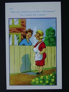 DOES YOUR HUSBAND GET UP EARLY IN THE MORNING? Comic Postcard by Brook Co Ltd - Picture 1 of 2