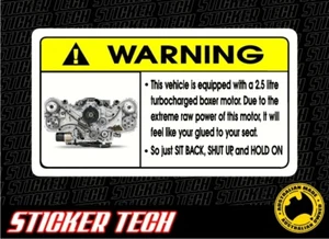WARNING EJ25 STICKER DECAL TO SUIT SUBARU WRX IMPREZA TURBO BOXER STI GDA MY06 - Picture 1 of 1