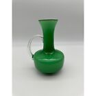 Vintage Mcm Empoli Green White Cased Glass 7? Pitcher Vase