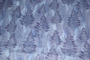 HOFFMAN INTERNATIONAL * Premium Cotton Fabric *Blue & Silver Trees * 1 yd x 23" - Picture 1 of 3