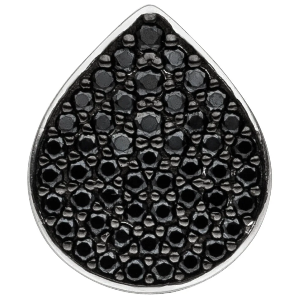 Pendente Goccia In Argento 925 13,9x11,6mm 51 Zirconi Neri Gioiello - Immagine 1 di 1