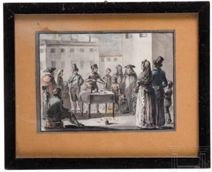 F. Novelli (1764 - 1836) - Le magicien  / escamoteur cup and balls magie - Imagen 1 de 6