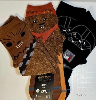 3 件装星球大战儿童青少年休闲袜包括达斯·维德、Chewbacca + Ewok — 第 1/4 张图片