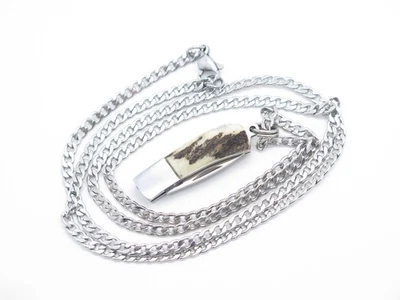 Inagaki Seki Japan Miniature Keychain Mini Jewelry Stag Tiny Folding Neck Knife