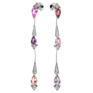 Christian Dior Diamond Sapphire Drop 18k White Gold Earrings - Picture 1 of 3