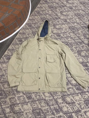 Flint and Tinder Mens Cotton Nylon Hooded Jacket Size Medium Khaki - Image 1 of 4